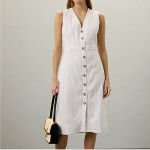 Club Monaco White Striped button down sleeveless dress